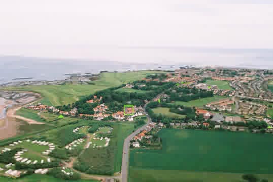 aerial view of Belhaven with hotspots for accommodation