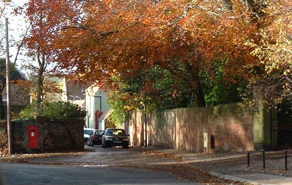 Looking down Duke Street from the High Street; entrance to Pumpkin Patch Nursery  on right